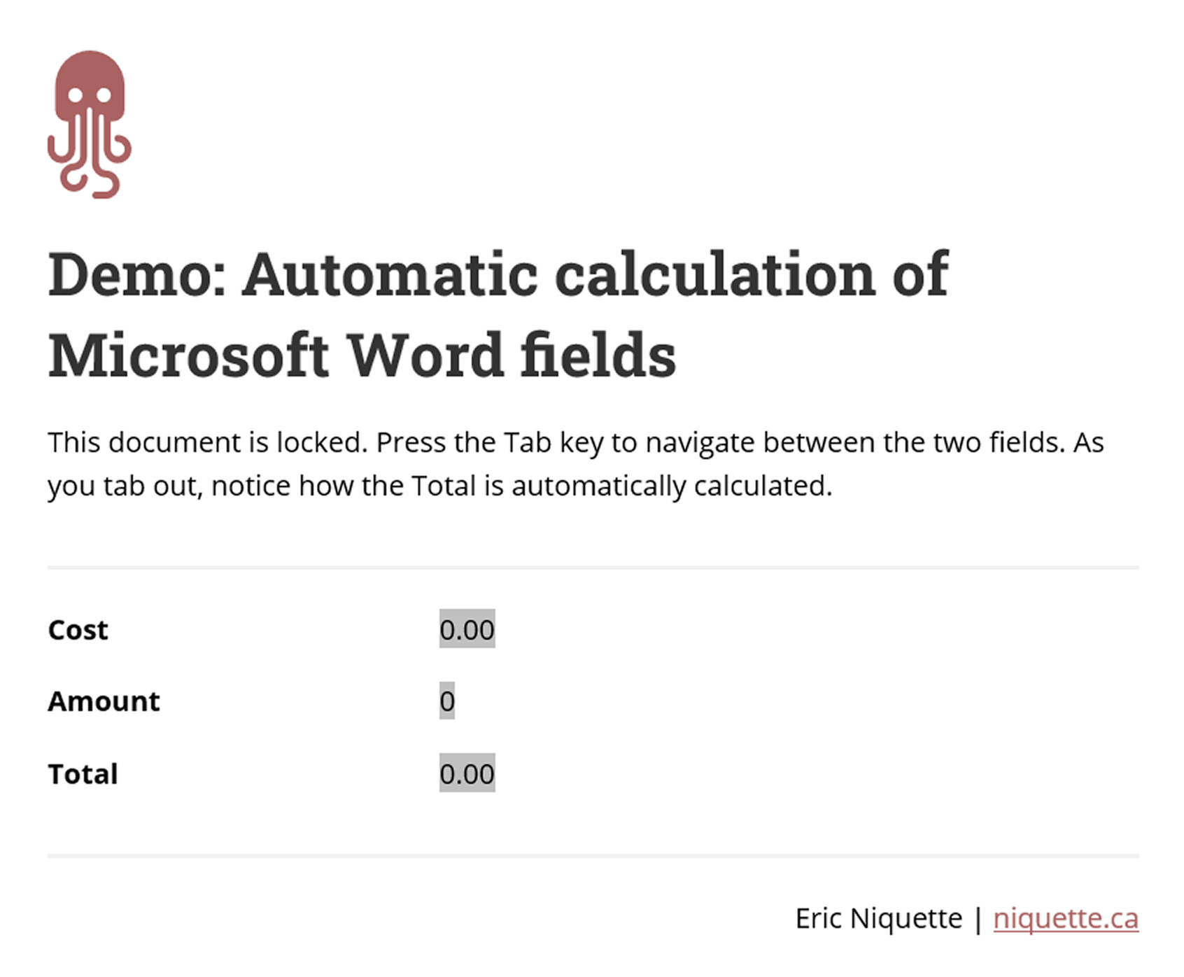 Download the sample Word document