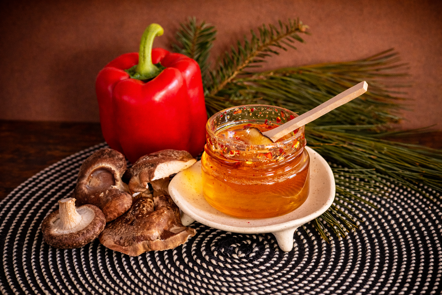 Soupe garnie de champignons lyophilisés